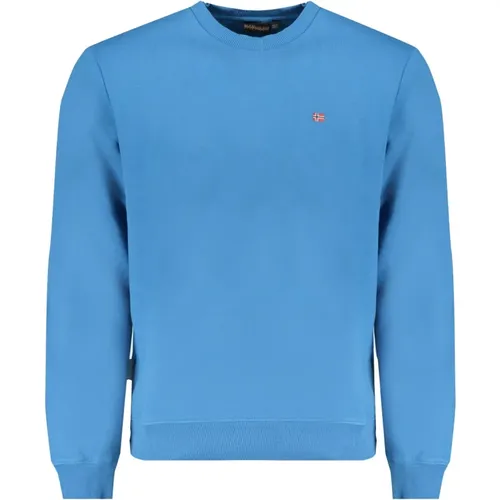 Blauer Sweatshirt mit Besticktem Logo , Herren, Größe: M - Napapijri - Modalova