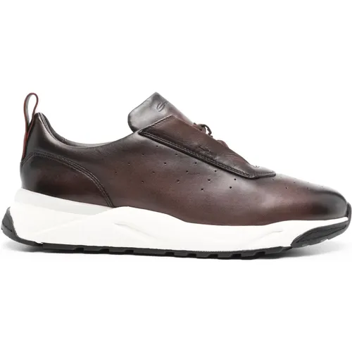 Italian Leather Sneakers with Rubber Sole , male, Sizes: 9 UK, 8 UK, 8 1/2 UK, 7 1/2 UK, 10 UK - Santoni - Modalova