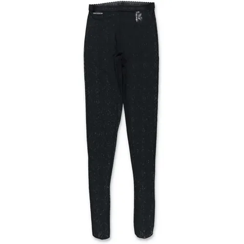 Schwarze Moon Diamant Mesh Jacquard Leggings , Damen, Größe: M - Marine Serre - Modalova