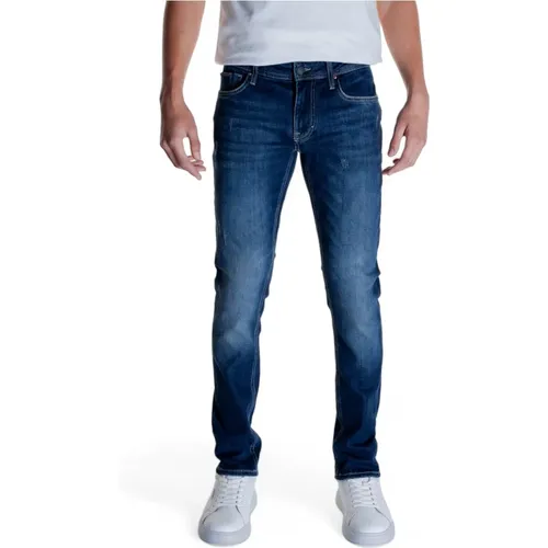 Blaue Einfache Herren Jeans Reißverschluss Knopf , Herren, Größe: W32 - Antony Morato - Modalova