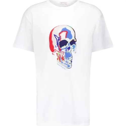 Solarized Skull Print T-Shirt , male, Sizes: L - alexander mcqueen - Modalova