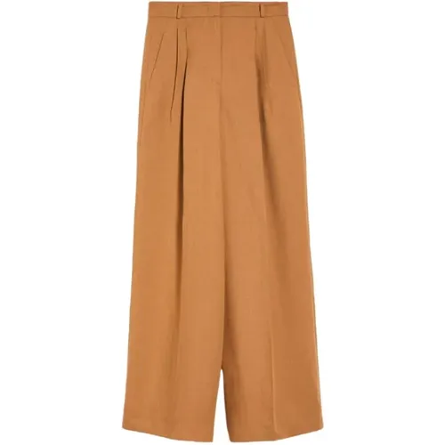 Flared Viscose Linen Trousers , female, Sizes: XS, 2XS - Max Mara Weekend - Modalova