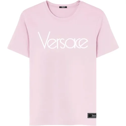 Logo Print Crew Neck T-shirts und Polos , Damen, Größe: S - Versace - Modalova