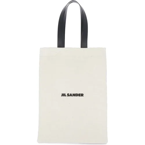 Leder Einkaufstasche mit Kontrastierendem Logo, Tote Bag mit Lederdetails - Jil Sander - Modalova