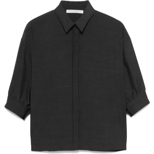 Anthracite Grey Shirt with Classic Collar , female, Sizes: M - Philosophy di Lorenzo Serafini - Modalova