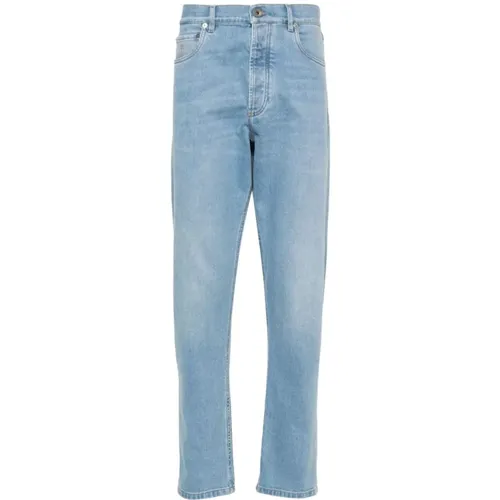Klare Blaue Logo-Patch Jeans , Herren, Größe: XL - BRUNELLO CUCINELLI - Modalova
