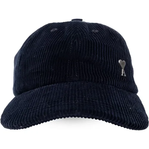 Corduroy baseball cap with logo , unisex, Sizes: ONE SIZE - Ami Paris - Modalova