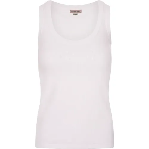 Weißes Geripptes Baumwolltanktop , Damen, Größe: S - alexander mcqueen - Modalova