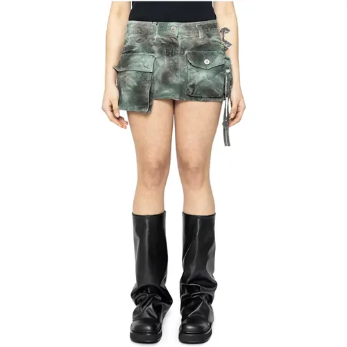 Camo Mini Skirt , female, Sizes: W24, W26, W25 - The Attico - Modalova