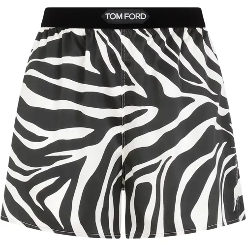 Zebra Muster Seidenpyjamashorts , Damen, Größe: XS - Tom Ford - Modalova