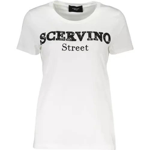 Schickes weies T-Shirt mit kontrastierender Stickerei , Damen, Größe: S - Ermanno Scervino - Modalova