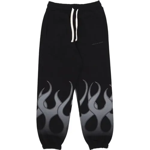 Flames /Grey Tracksuit Pants , male, Sizes: M, XS, L - Vision OF Super - Modalova