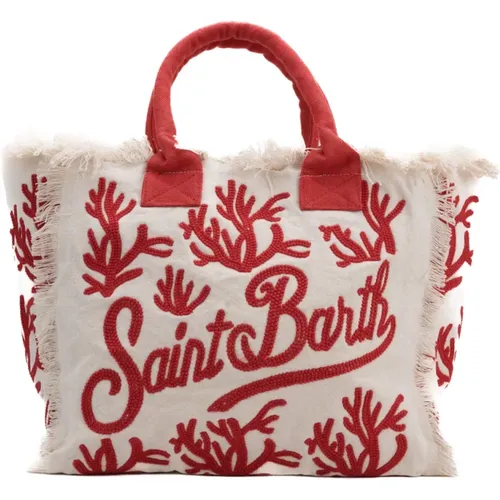 Cotton Coral Logo Embroidered Bag , female, Sizes: ONE SIZE - MC2 Saint Barth - Modalova