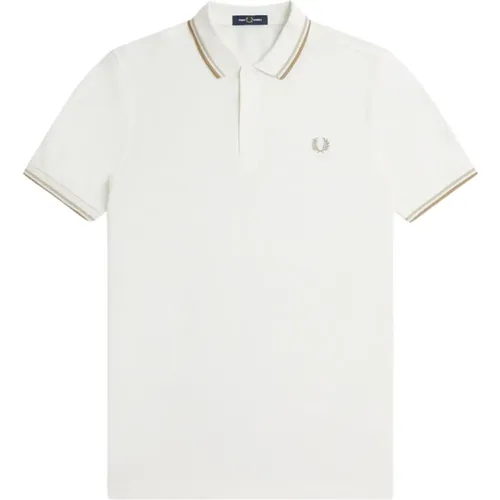 Weißes Polo-Shirt mit Zwei Gestreiften Besatz , Herren, Größe: XL - Fred Perry - Modalova