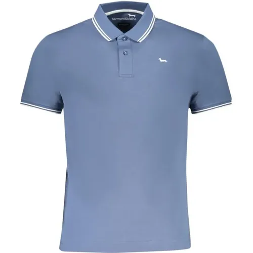 Blaues Baumwoll-Poloshirt mit Logo , Herren, Größe: M - Harmont & Blaine - Modalova