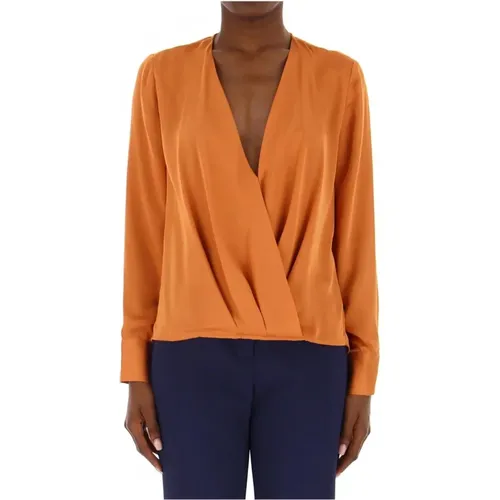 Crossed V-Neck Blouse in Solid Color , female, Sizes: S - Kocca - Modalova