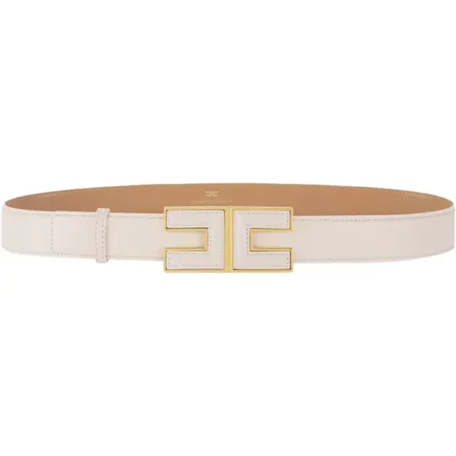 Synthetic Leather Belt Ivory Gold , female, Sizes: M, XL, L - Elisabetta Franchi - Modalova