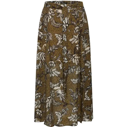 Brown Flower Print Skirt , female, Sizes: 2XL, S, M, XL, L - Bruuns Bazaar - Modalova