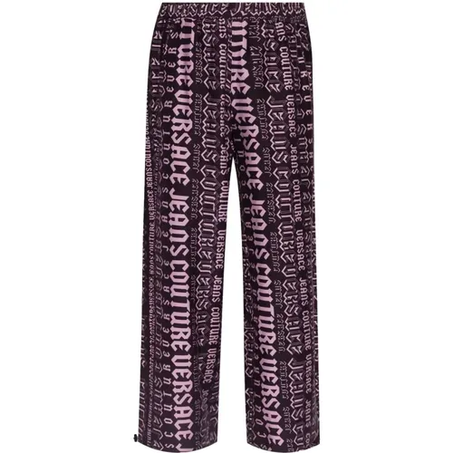 Lila Weite Hose für Frauen , Damen, Größe: 2XS - Versace Jeans Couture - Modalova