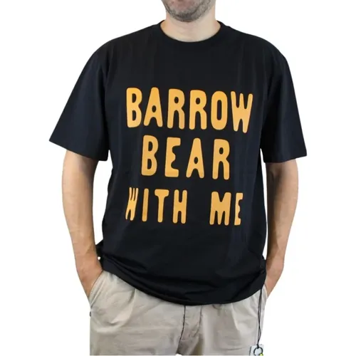 Short Sleeve T-Shirt with Front Letters and Back Design , male, Sizes: L, M, XL - Barrow - Modalova