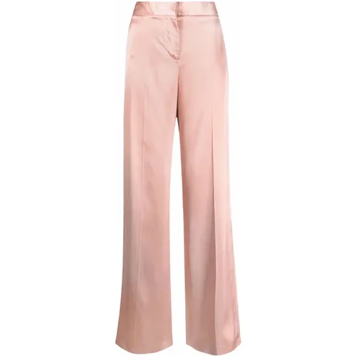 Rose Gold Silk Satin-Effect Wide Leg Pants , female, Sizes: M, S - alexander mcqueen - Modalova