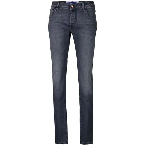 Slim Fit Light Grey Jeans with Stylish Details , male, Sizes: W30 - Jacob Cohën - Modalova