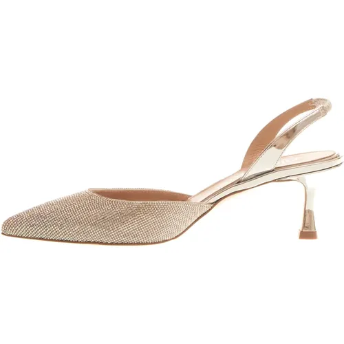 Silberne Slingback Kristall Pumps , Damen, Größe: 37 1/2 EU - Ninalilou - Modalova