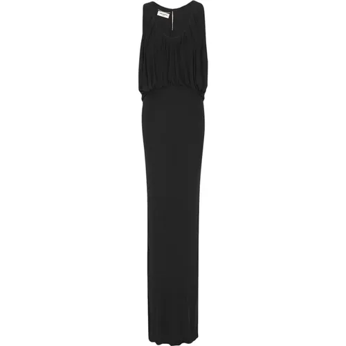 Schwarzes Drapiertes Ärmelloses Kleid - Saint Laurent - Modalova