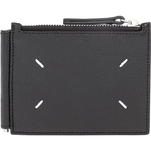 Leather Card Holder with Zip Pocket , male, Sizes: ONE SIZE - Maison Margiela - Modalova