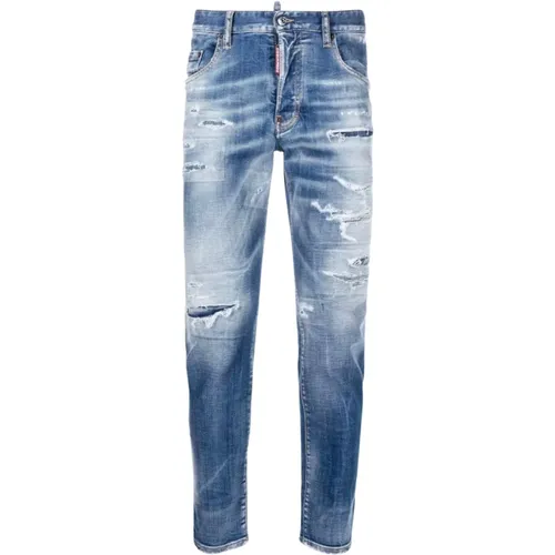 Distressed Slim-Fit Ripped Jeans , male, Sizes: 3XS - Dsquared2 - Modalova