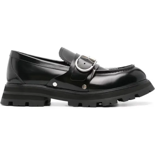 Flat Shoes with Buckle Detail , male, Sizes: 8 UK, 6 UK, 10 UK, 7 UK, 9 UK - alexander mcqueen - Modalova