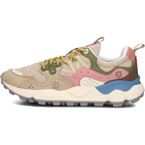 Beige Low Top Sneakers Yamano 3 , female, Sizes: 5 UK, 2 UK, 7 UK, 3 UK - Flower Mountain - Modalova