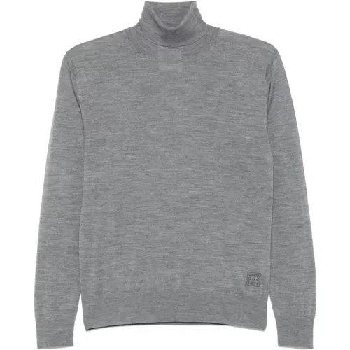 Grau Melange Rollkragenpullover - Semicouture - Modalova