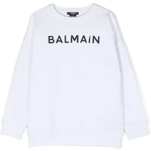 Logo Print Baumwoll-Sweatshirt - Balmain - Modalova