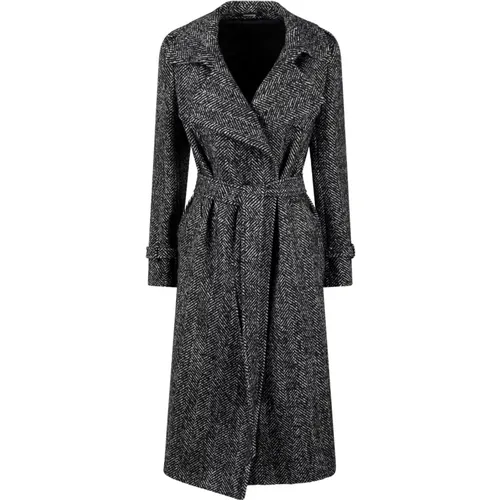 Long Herringbone Wool Coat , female, Sizes: XS - Tagliatore - Modalova