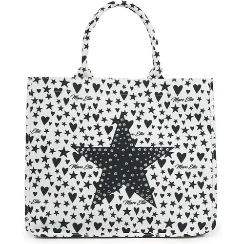 Black and White Strass Shopping Bag , female, Sizes: ONE SIZE - Marc Ellis - Modalova