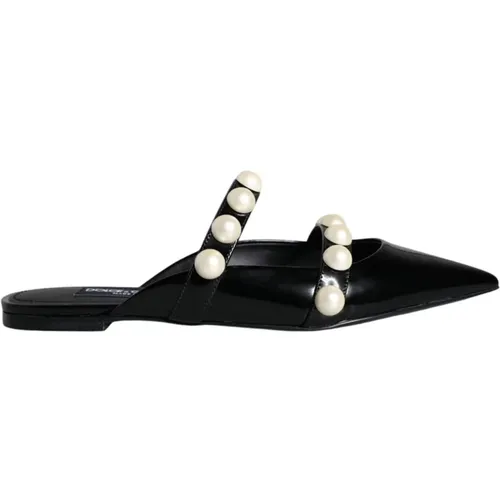 Schwarze Leder Flache Sandalen - Dolce & Gabbana - Modalova