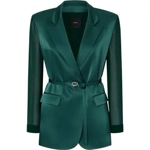 Grüner Gagny Saten Blazer Jacke , Damen, Größe: XS - pinko - Modalova