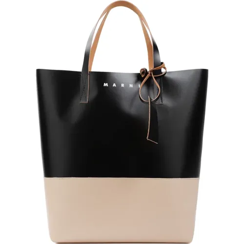Schwarze Shopper Tasche Zweifarbiges Design , Herren, Größe: ONE Size - Marni - Modalova