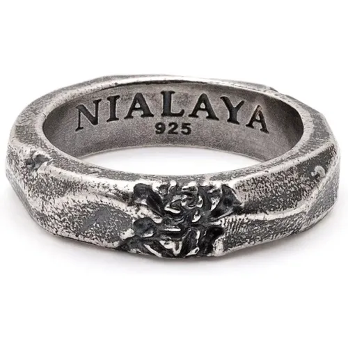 Handmade Vintage Silver Carved Ring , male, Sizes: 56 MM, 58 MM, 64 MM, 62 MM - Nialaya - Modalova