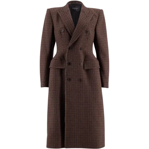 Checked Wool Coat , female, Sizes: M, S - Balenciaga - Modalova