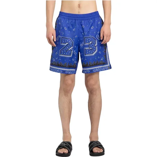 Nautische Blaue Surfer-Badeshorts Bandana , Herren, Größe: 2XL - Off White - Modalova