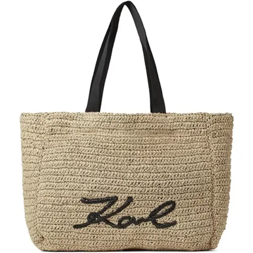 Signature raffia beach bag , unisex, Sizes: ONE SIZE - Karl Lagerfeld - Modalova