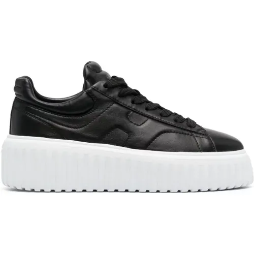 Gesteppte Ledersneakers Schwarz , Damen, Größe: 36 1/2 EU - Hogan - Modalova