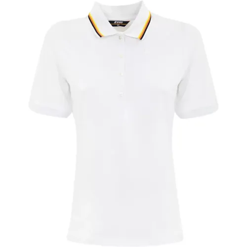 Weiße Baumwoll-Poloshirt Slim Fit , Damen, Größe: L - K-way - Modalova