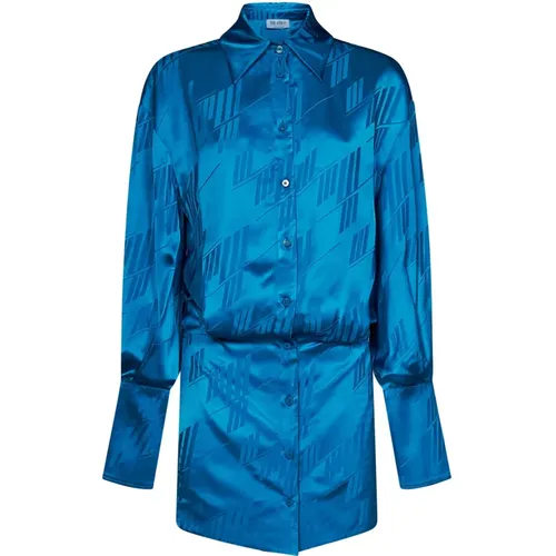 Blaues Logo Jacquard Mini Hemdkleid , Damen, Größe: XS - The Attico - Modalova