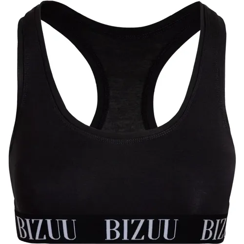 Schwarzer Crop Top BH mit Markenelastik , Damen, Größe: XS - Bizuu - Modalova