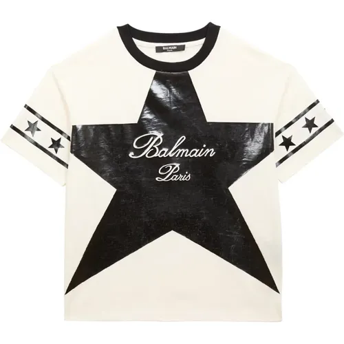 Signature T-Shirt mit Sternen - Balmain - Modalova
