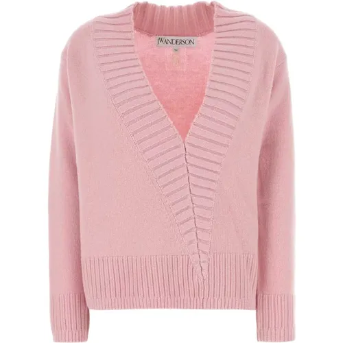 Oversize Rosa Wollmischpullover , Damen, Größe: M - JW Anderson - Modalova