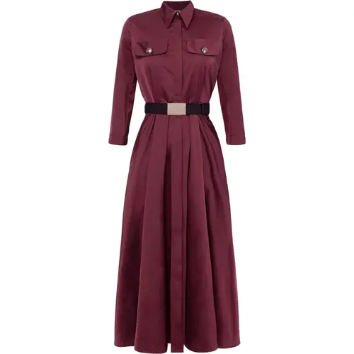 Midi Shirt Dress with Belt , female, Sizes: 2XL, L, XL, M - Elisabetta Franchi - Modalova